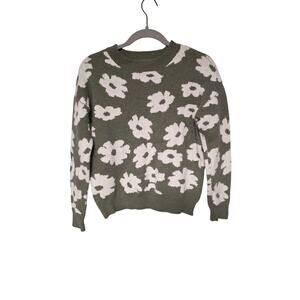 Maurice's Sweater XS Green White Flowers Grandma Core Cozy Cottage Soft Fall